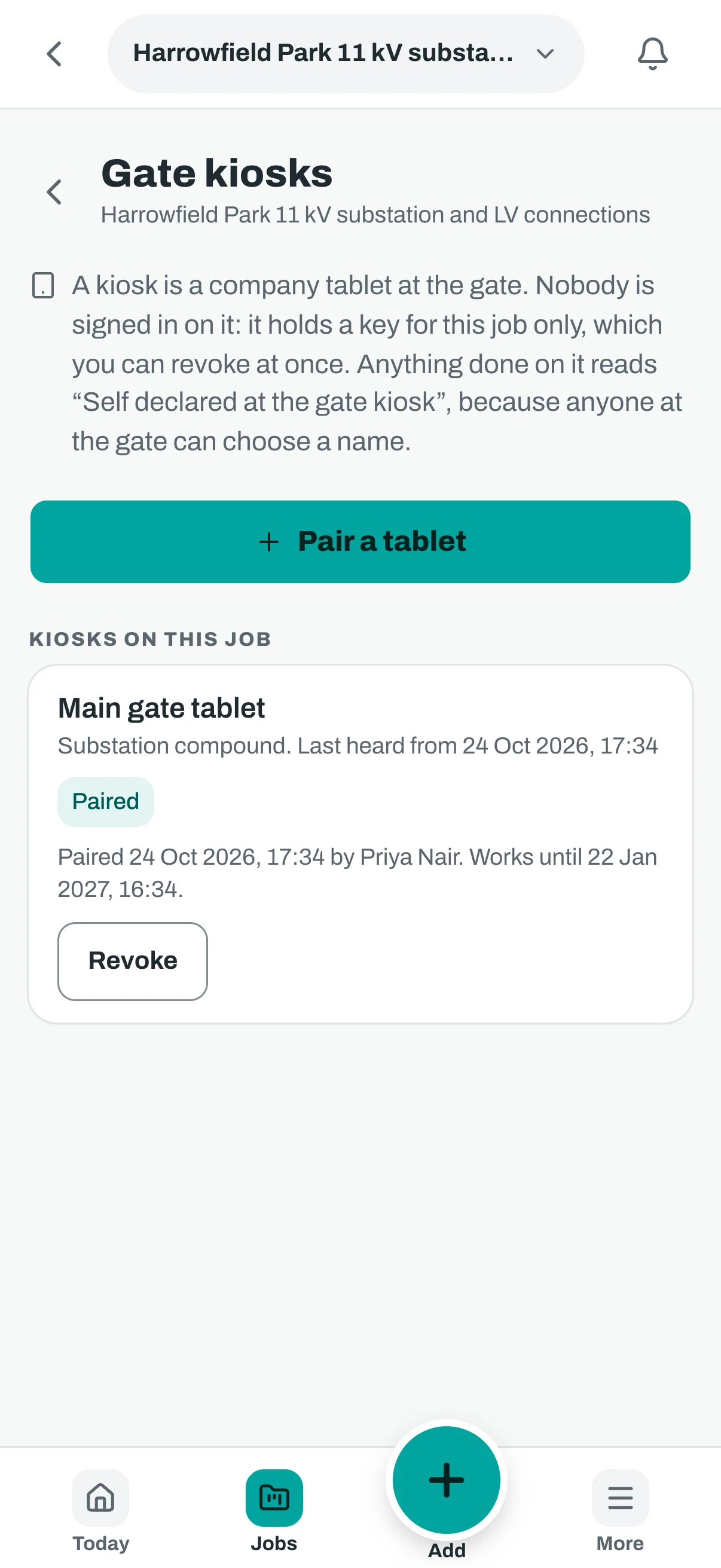 The same gate kiosk page on a phone.