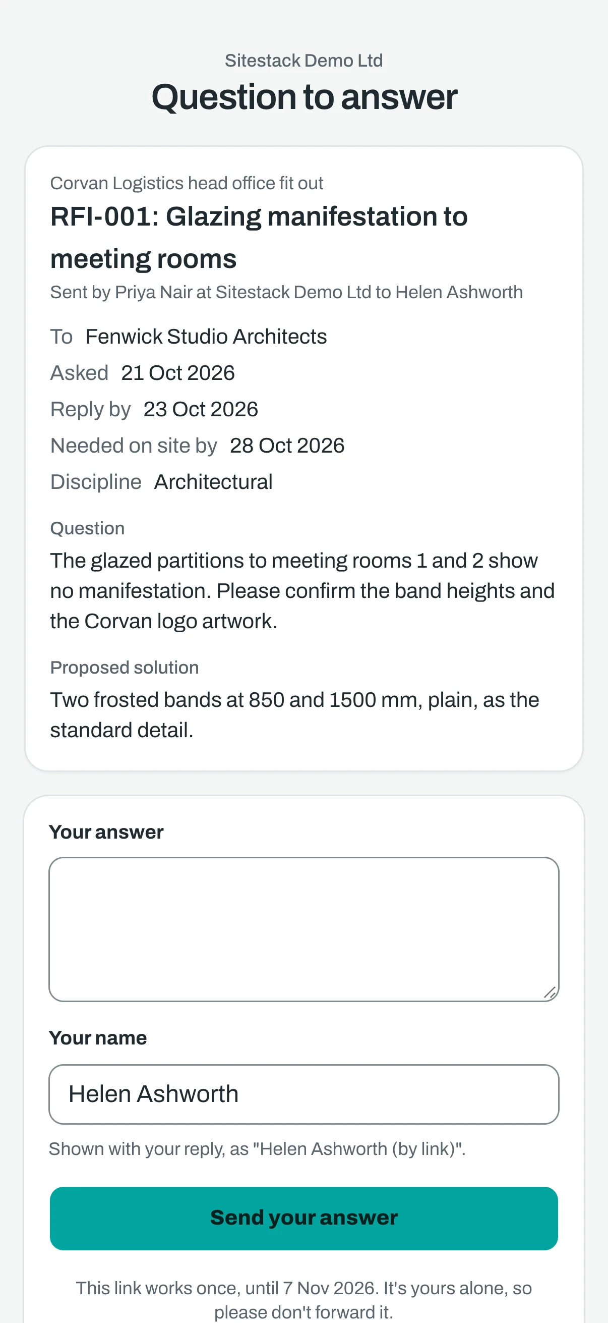 The same reply page on a phone.